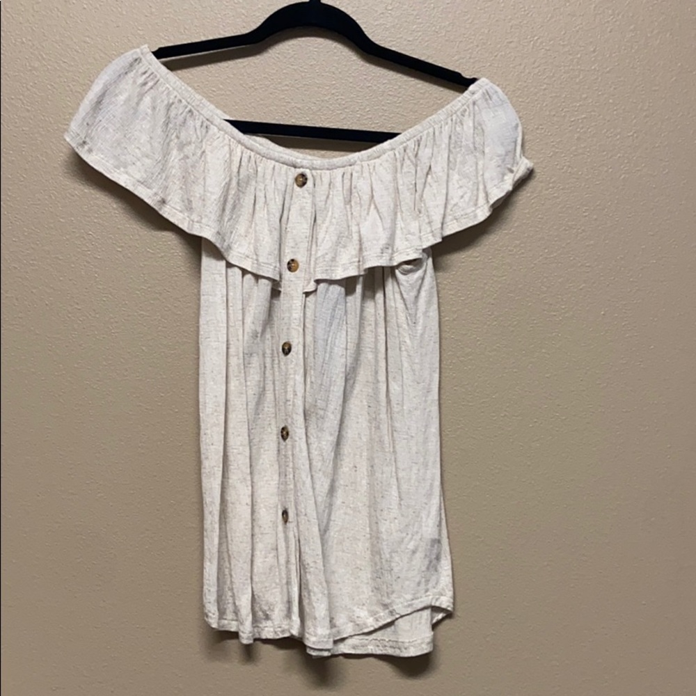 Beige Off the Shoulder Top
